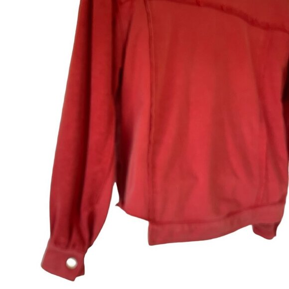 POL Jeans Style Oversized Cropped Jacket Sweatshirt Rust Trucker Pockets  Size S - Picture 4 of 9